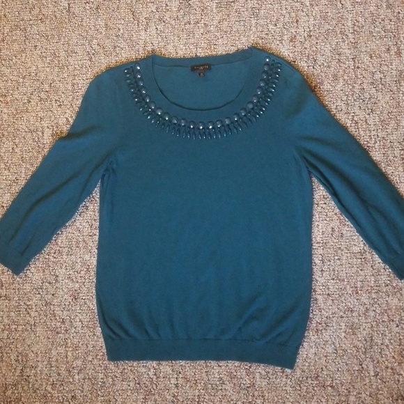 Talbots Sweaters - Talbots teal petite medium embellished sweater